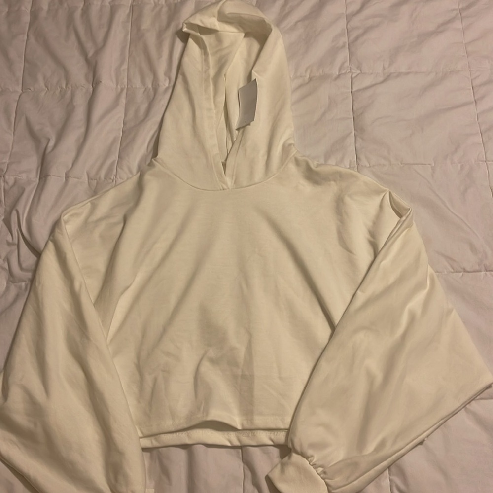 LUSH crop ivory hoodie Size M